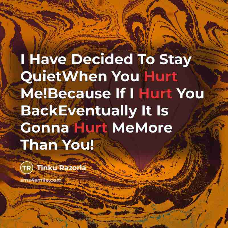 “I Have Decided To Stay QuietWhen You Hurt Me!Because If…” quote by Tinku Razoria