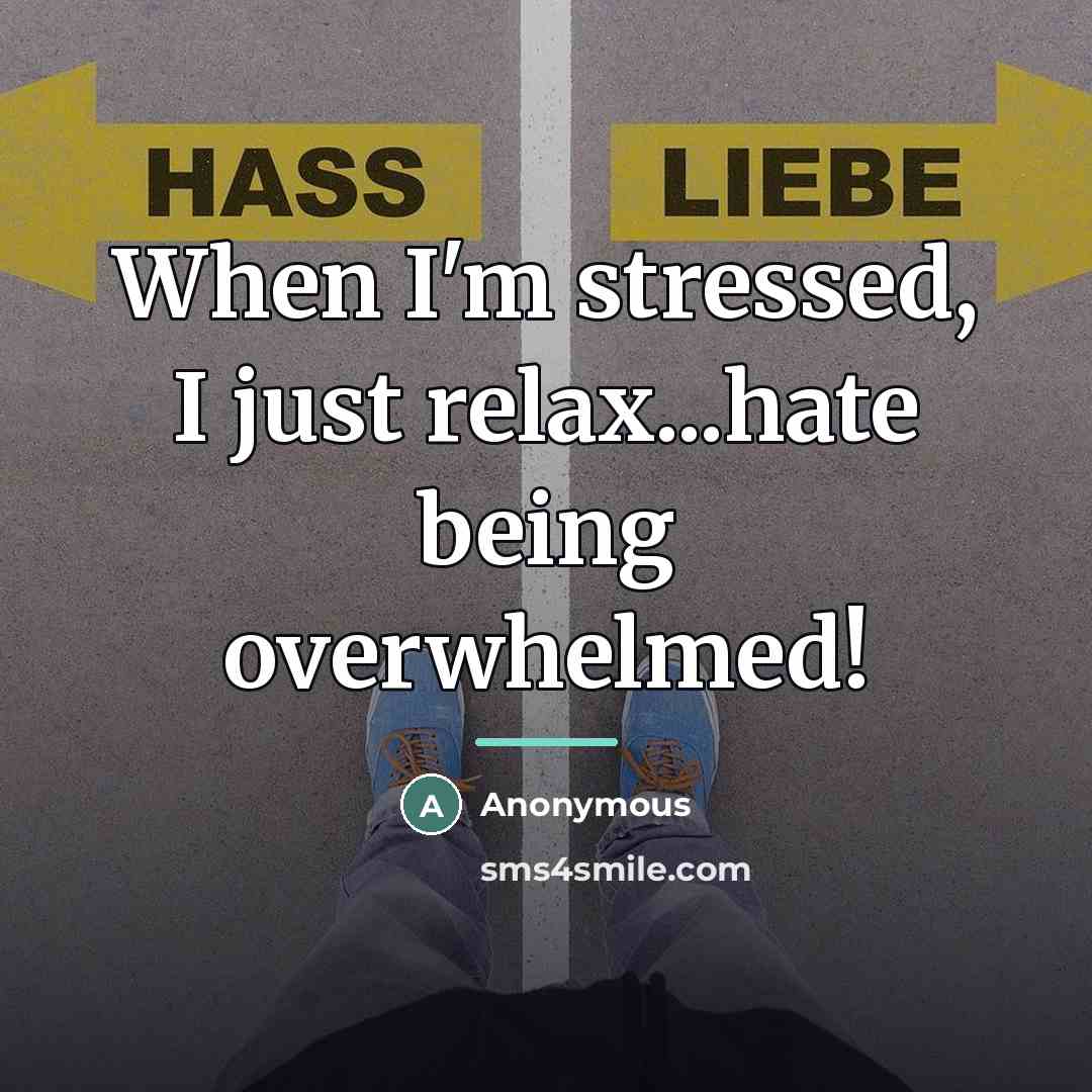 “When I'm stressed, I just relax...hate being overwhelmed!…” quote by Anonymous