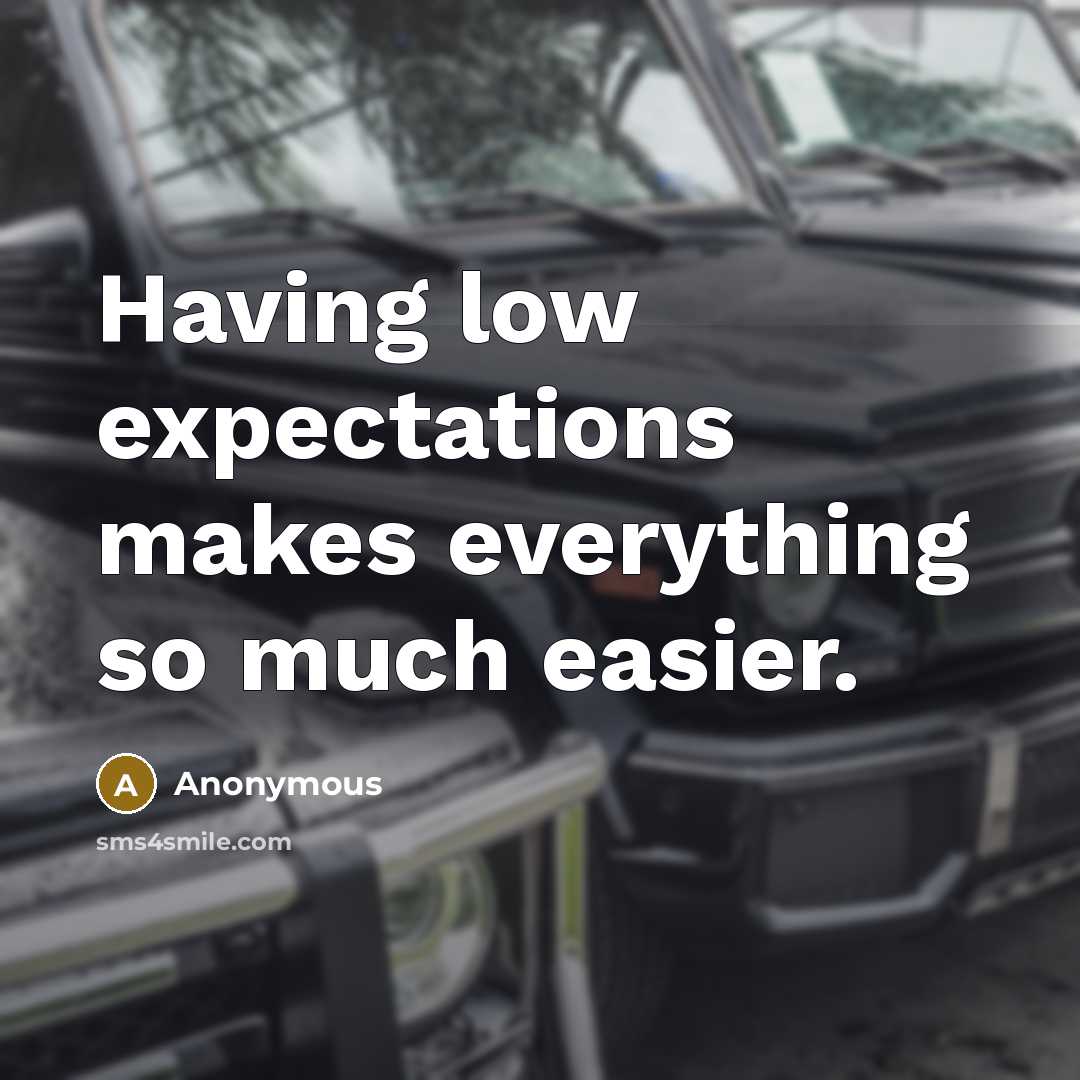 “Having low expectations makes everything so much easier.” quote by Anonymous