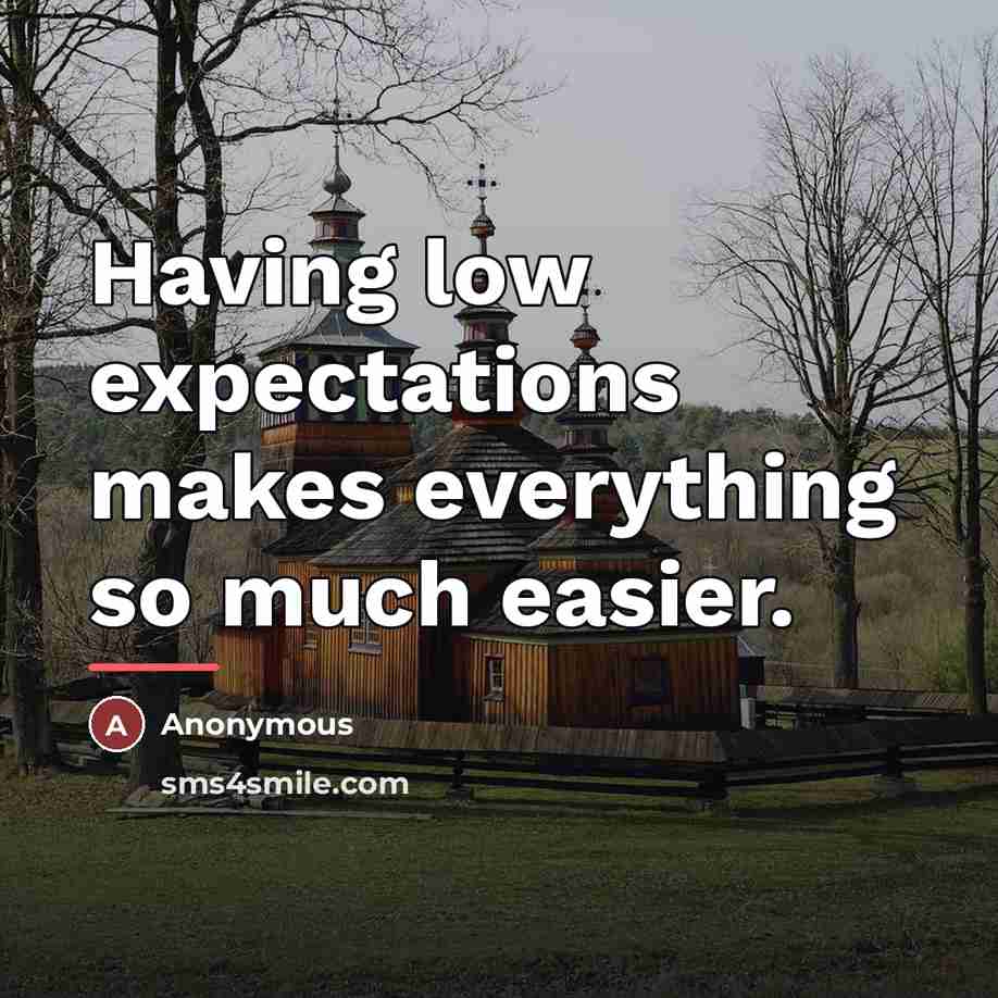 “Having low expectations makes everything so much easier.…” quote by Anonymous