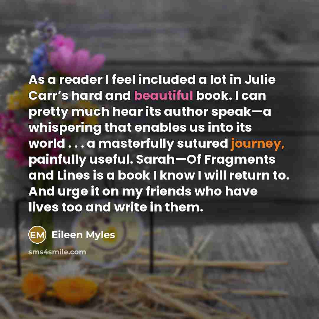 “As a reader I feel included a lot in Julie…” quote by Eileen Myles