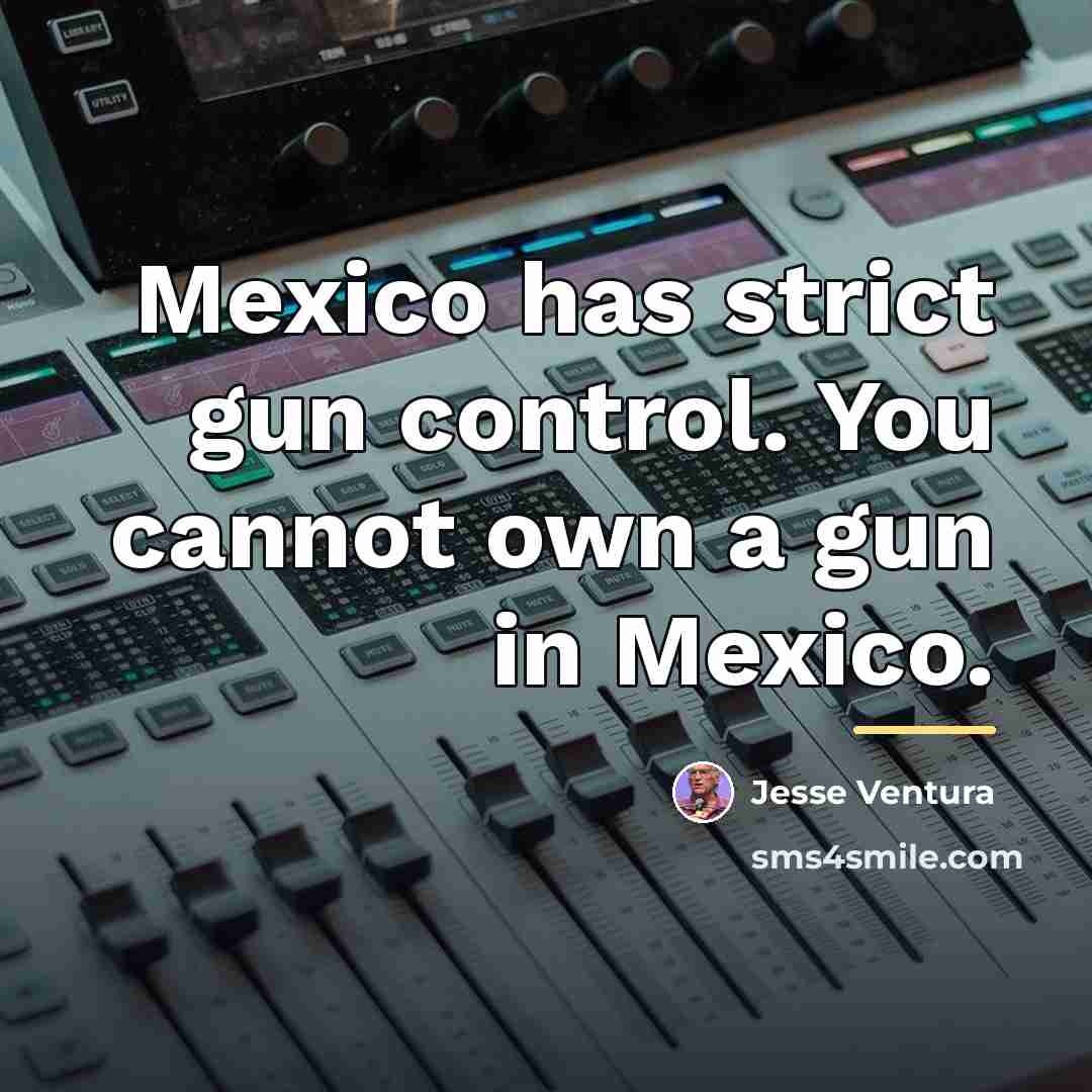 “Mexico has strict gun control. You cannot own a gun…” quote by Jesse Ventura