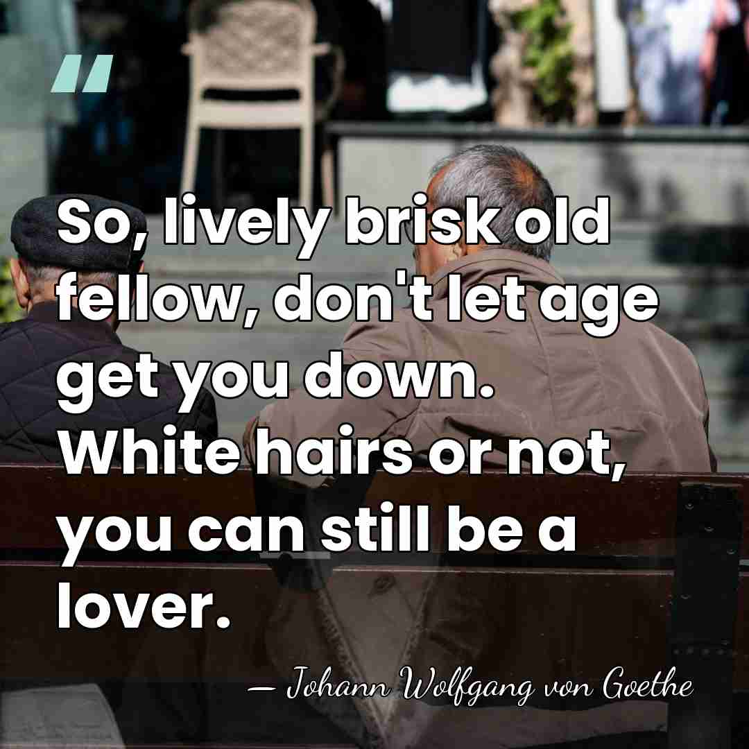 So, lively brisk old fellow, don't let age get you down. White&hellip; - Johann Wolfgang von Goethe