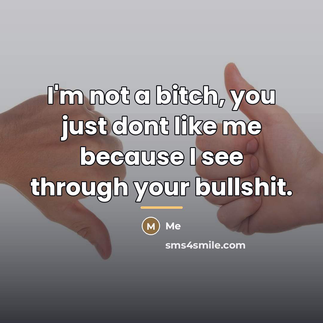 “I'm not a bitch, you just dont like me because…” quote by Me