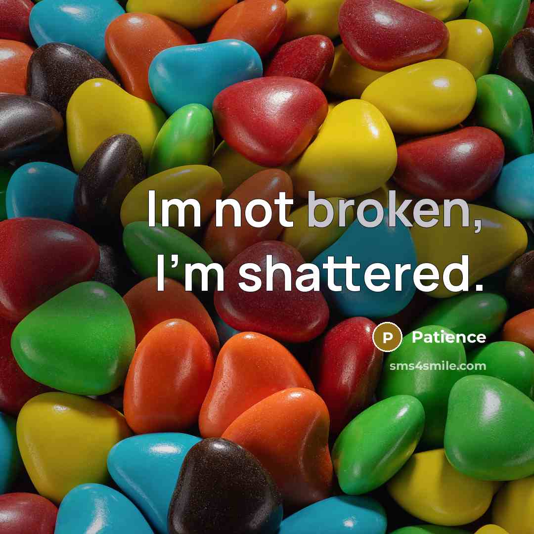 “Im not broken, I'm shattered.…” quote by Patience