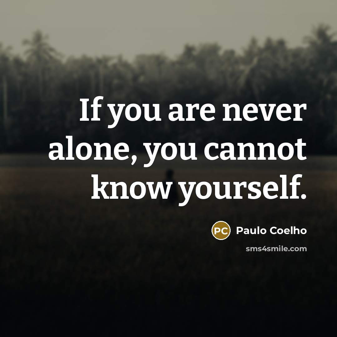 “If you are never alone, you cannot know yourself.…” quote by Paulo Coelho