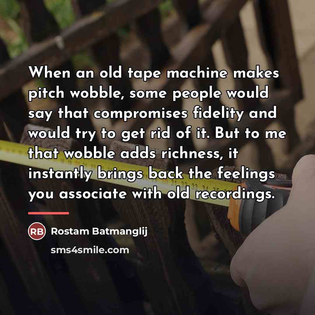 “When an old tape machine makes pitch wobble, some people…” quote by Rostam Batmanglij