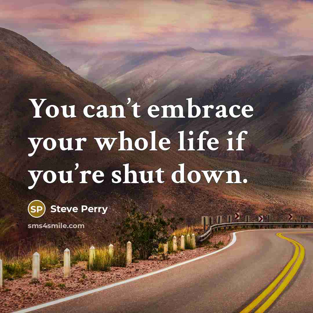 “You can’t embrace your whole life if you’re shut down.…” quote by Steve Perry