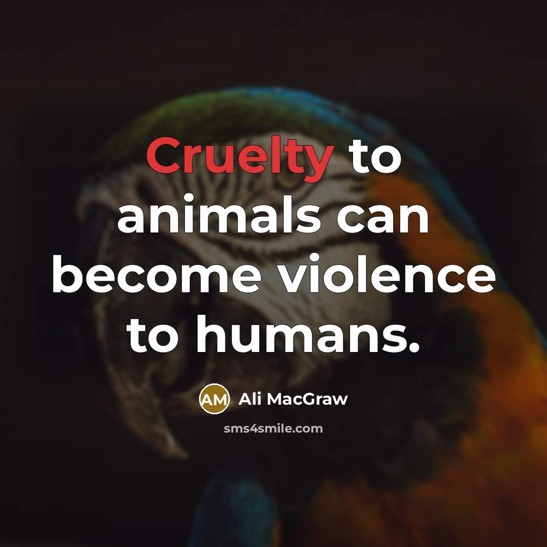 “Cruelty to animals can become violence to humans.…” quote by Ali MacGraw