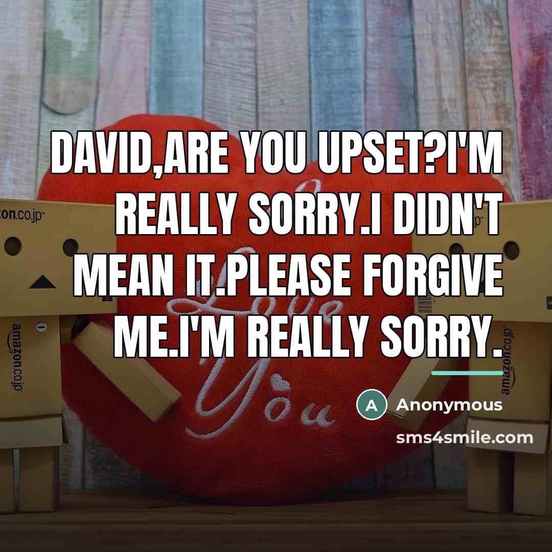 “David,are you upset?I'm really sorry.I didn't mean it.Please forgive me.I'm…” quote by Anonymous