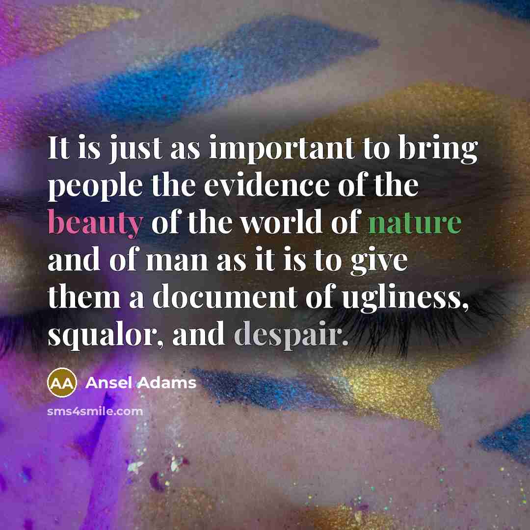 “It is just as important to bring people the evidence…” quote by Ansel Adams