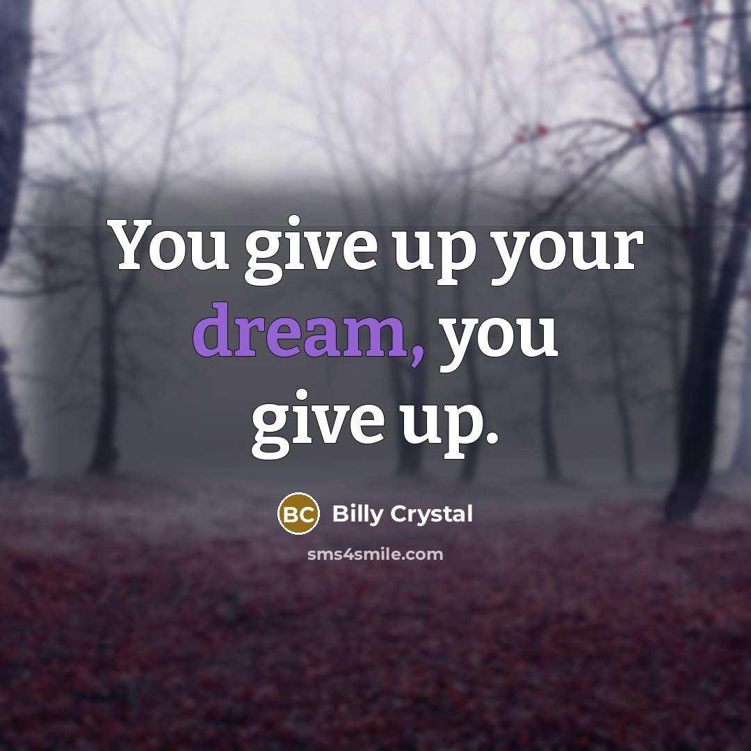 “You give up your dream, you give up.…” quote by Billy Crystal