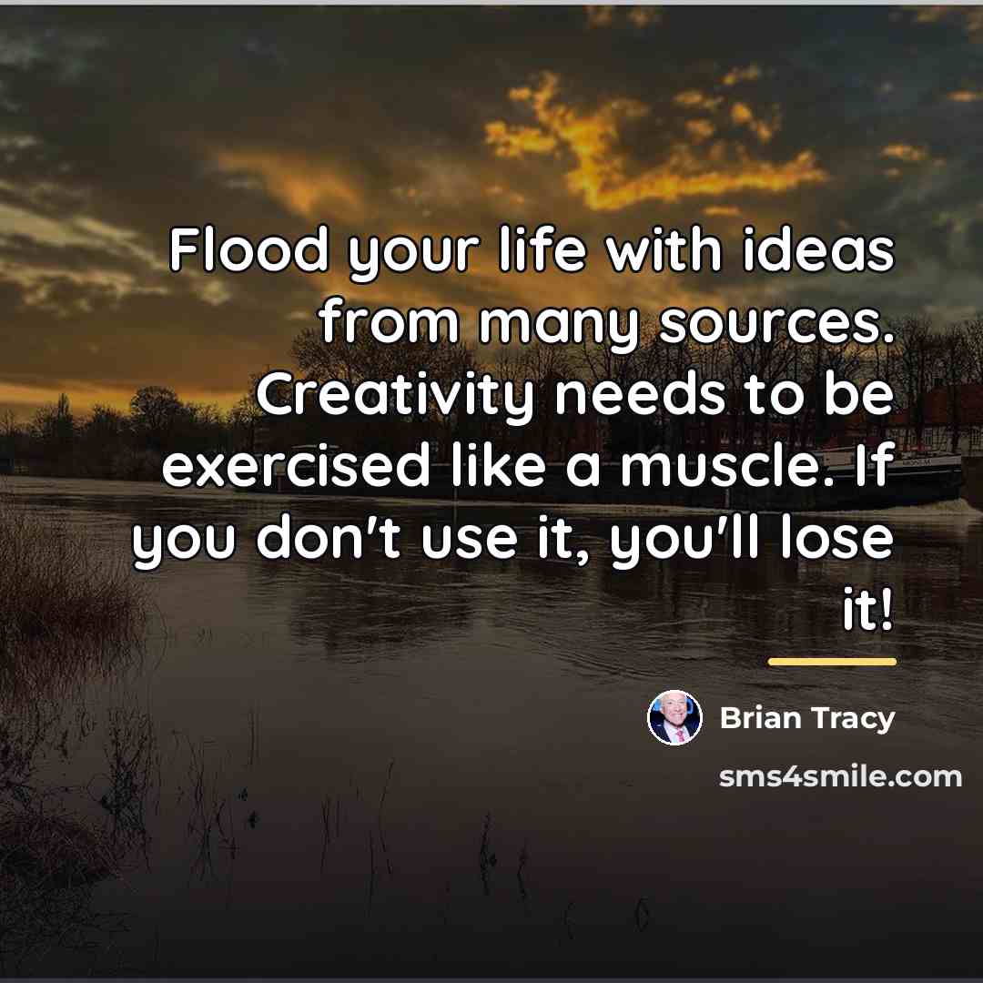 “Flood your life with ideas from many sources. Creativity needs…” quote by Brian Tracy