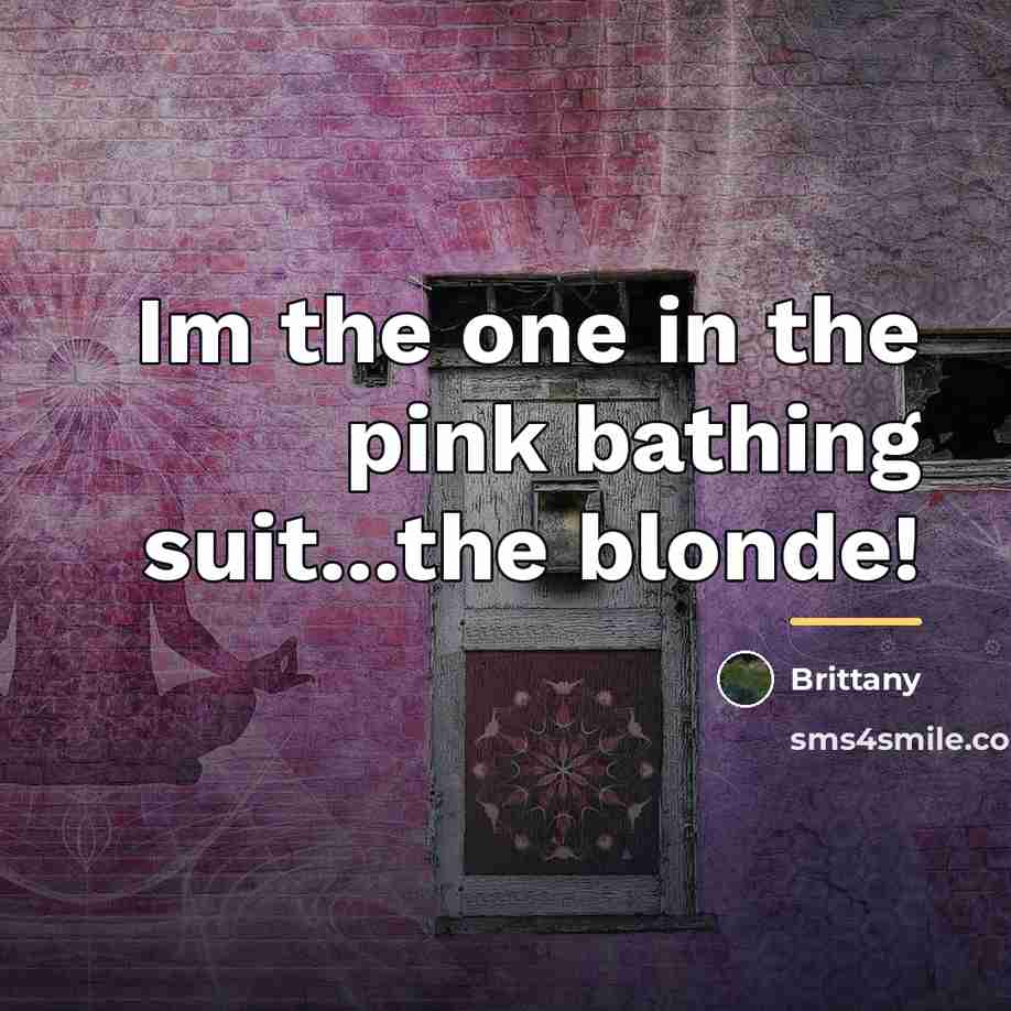 “Im the one in the pink bathing suit...the blonde!…” quote by Brittany