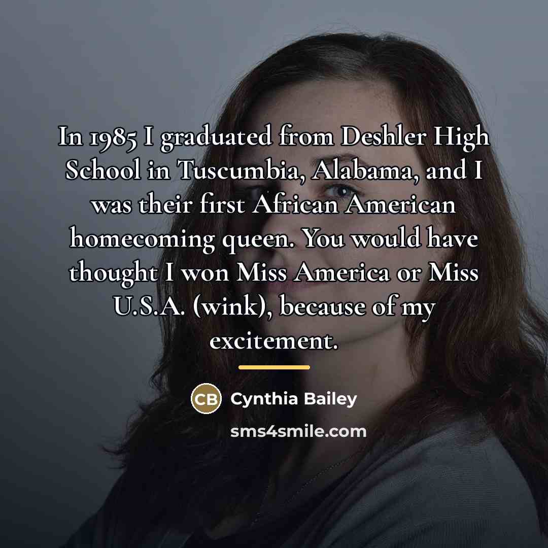 “In 1985 I graduated from Deshler High School in Tuscumbia,…” quote by Cynthia Bailey
