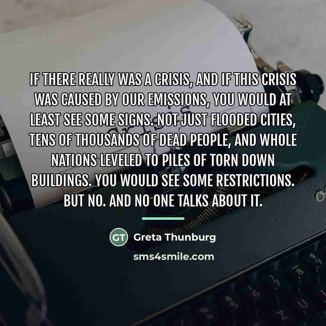 “If there really was a crisis, and if this crisis…” quote by Greta Thunburg
