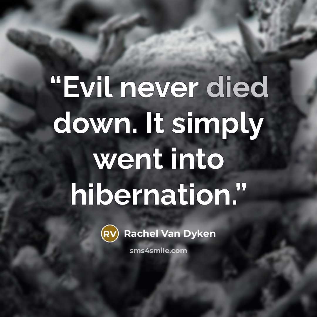 “Evil never died down. It simply went into hibernation.” quote by Rachel Van Dyken