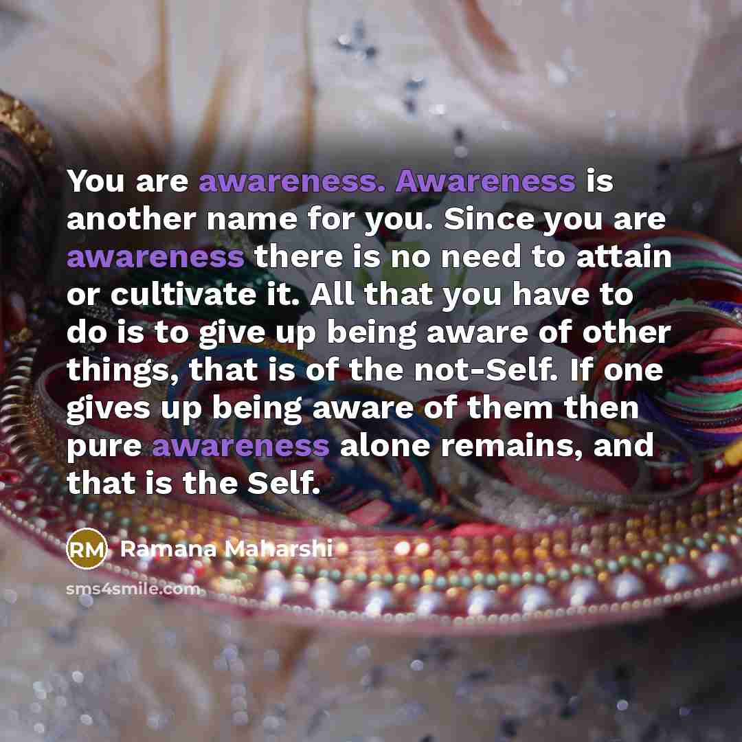 “You are awareness. Awareness is another name for you. Since…” quote by Ramana Maharshi