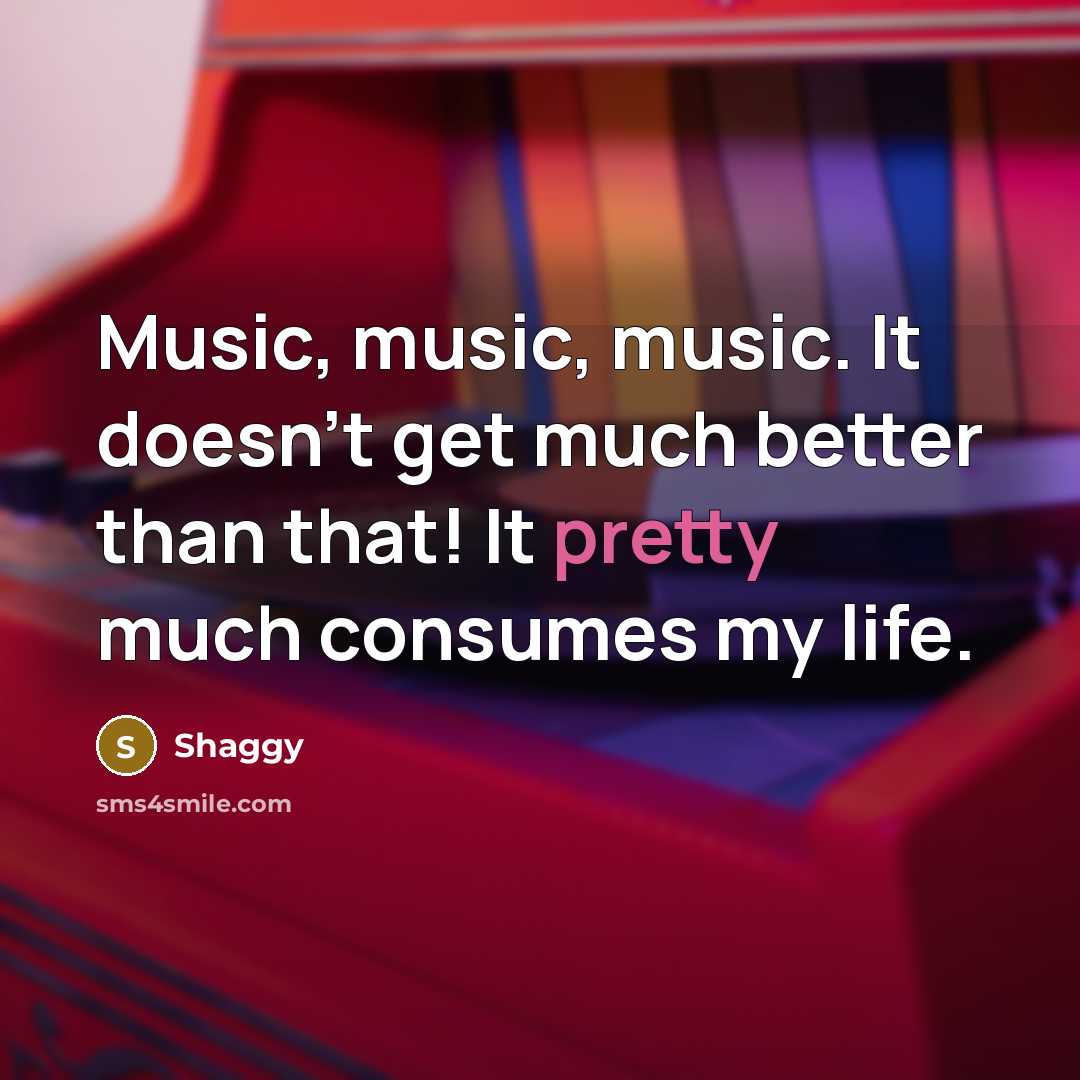 “Music, music, music. It doesn't get much better than that!…” quote by Shaggy