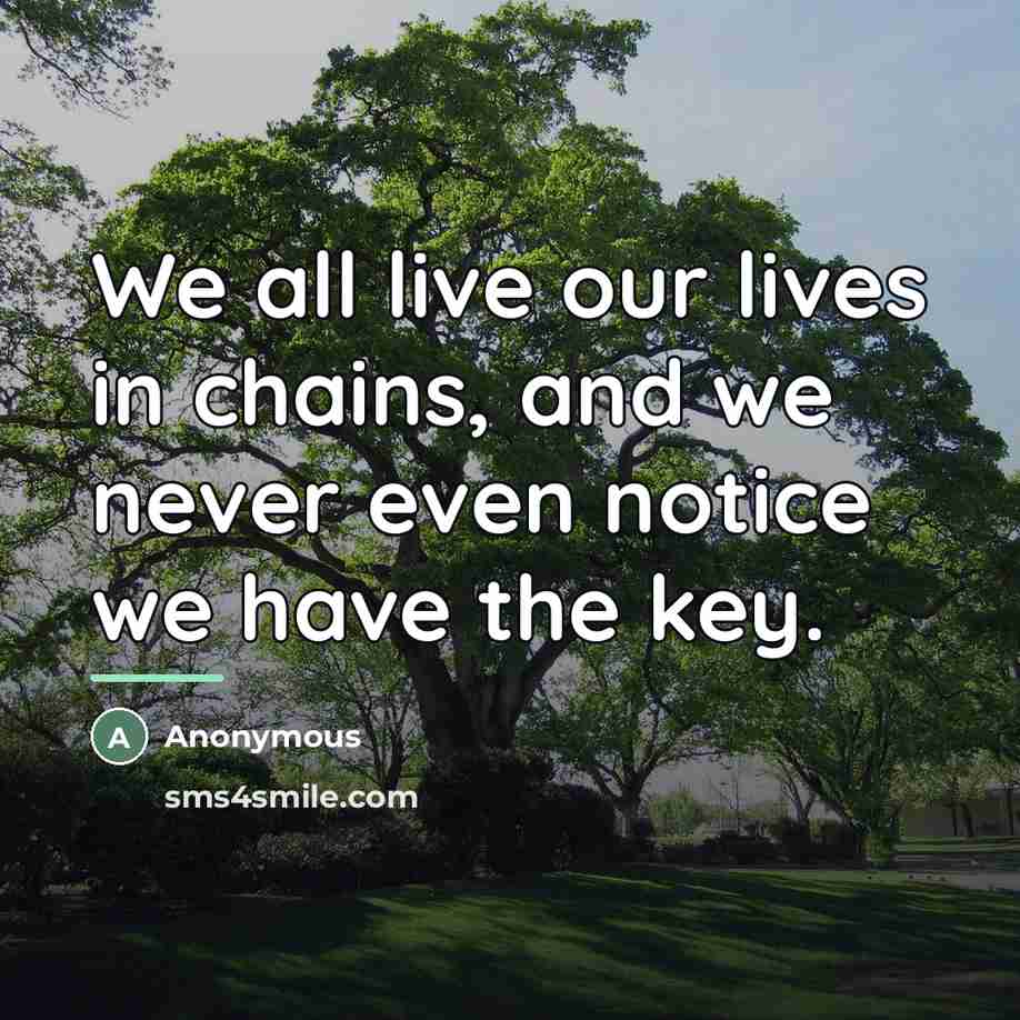 “We all live our lives in chains, and we never…” quote by Anonymous