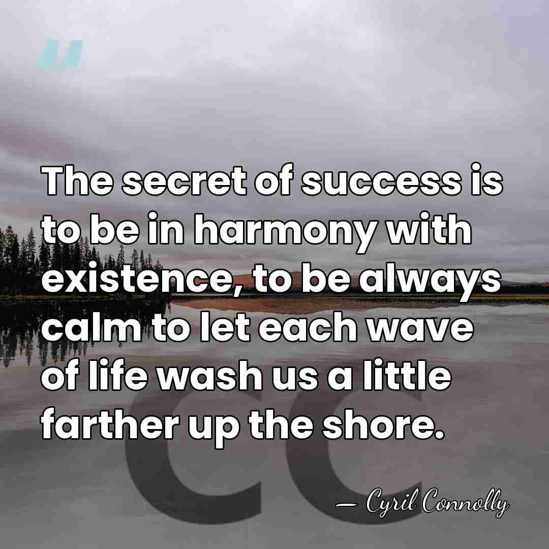 The secret of success is to be in harmony with existence, to&hellip; - Cyril Connolly