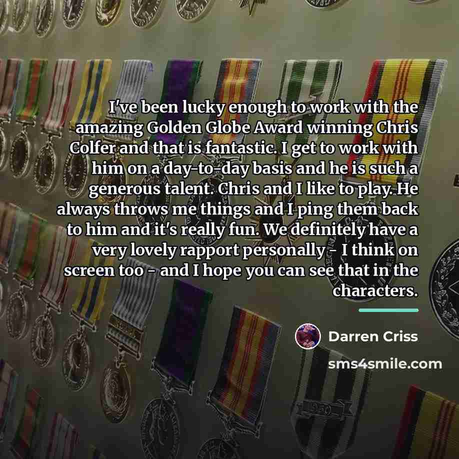 “I've been lucky enough to work with the amazing Golden…” quote by Darren Criss