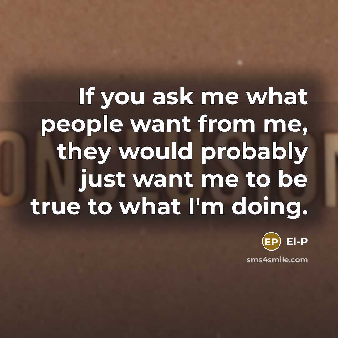 “If you ask me what people want from me, they…” quote by El-P