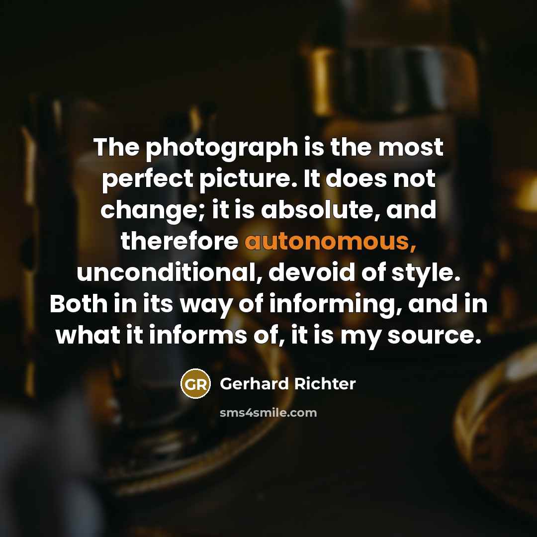 “The photograph is the most perfect picture. It does not…” quote by Gerhard Richter
