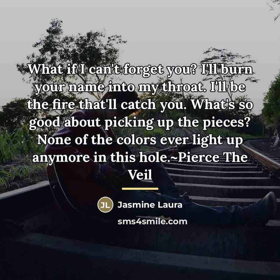 “What if I can't forget you? I'll burn your name…” quote by Jasmine Laura
