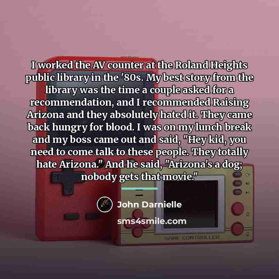 “I worked the AV counter at the Roland Heights public…” quote by John Darnielle