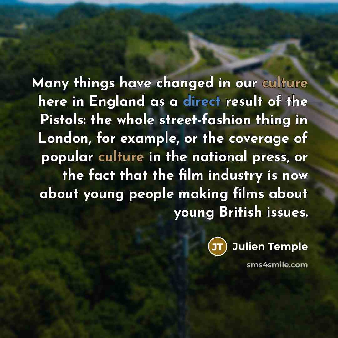 “Many things have changed in our culture here in England…” quote by Julien Temple