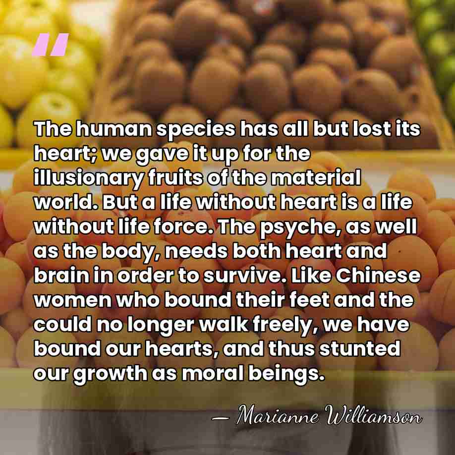 The human species has all but lost its heart; we gave it&hellip; - Marianne Williamson