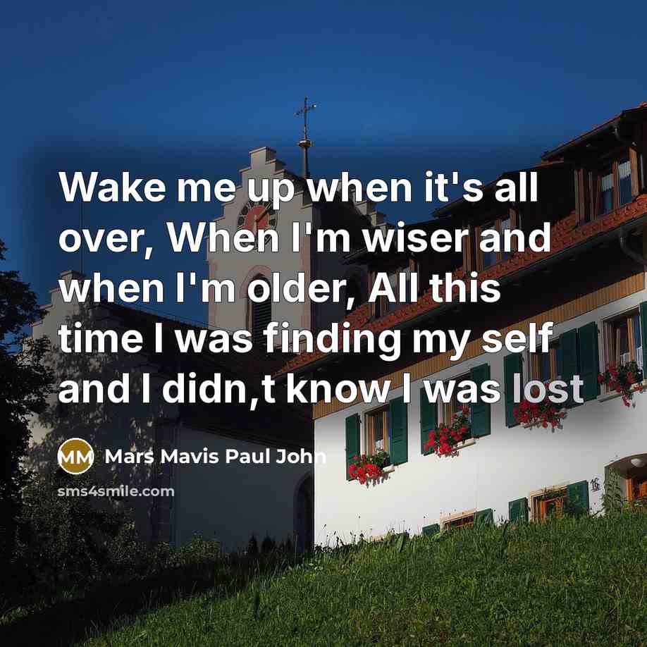 “Wake me up when it's all over, When I'm wiser…” quote by Mars Mavis Paul John