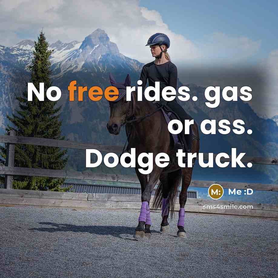 “No free rides. gas or ass. Dodge truck.” quote by Me :D