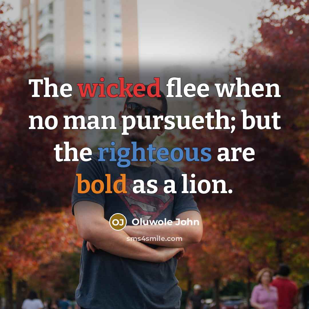 “The wicked flee when no man pursueth; but the righteous are bold as a lion.” quote by Oluwole John