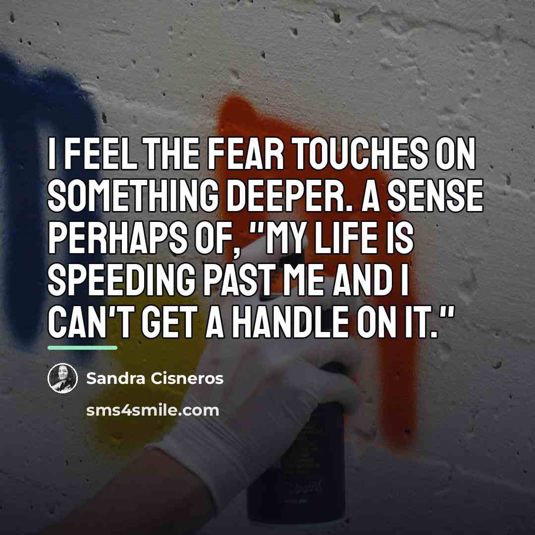 “I feel the fear touches on something deeper. A sense…” quote by Sandra Cisneros
