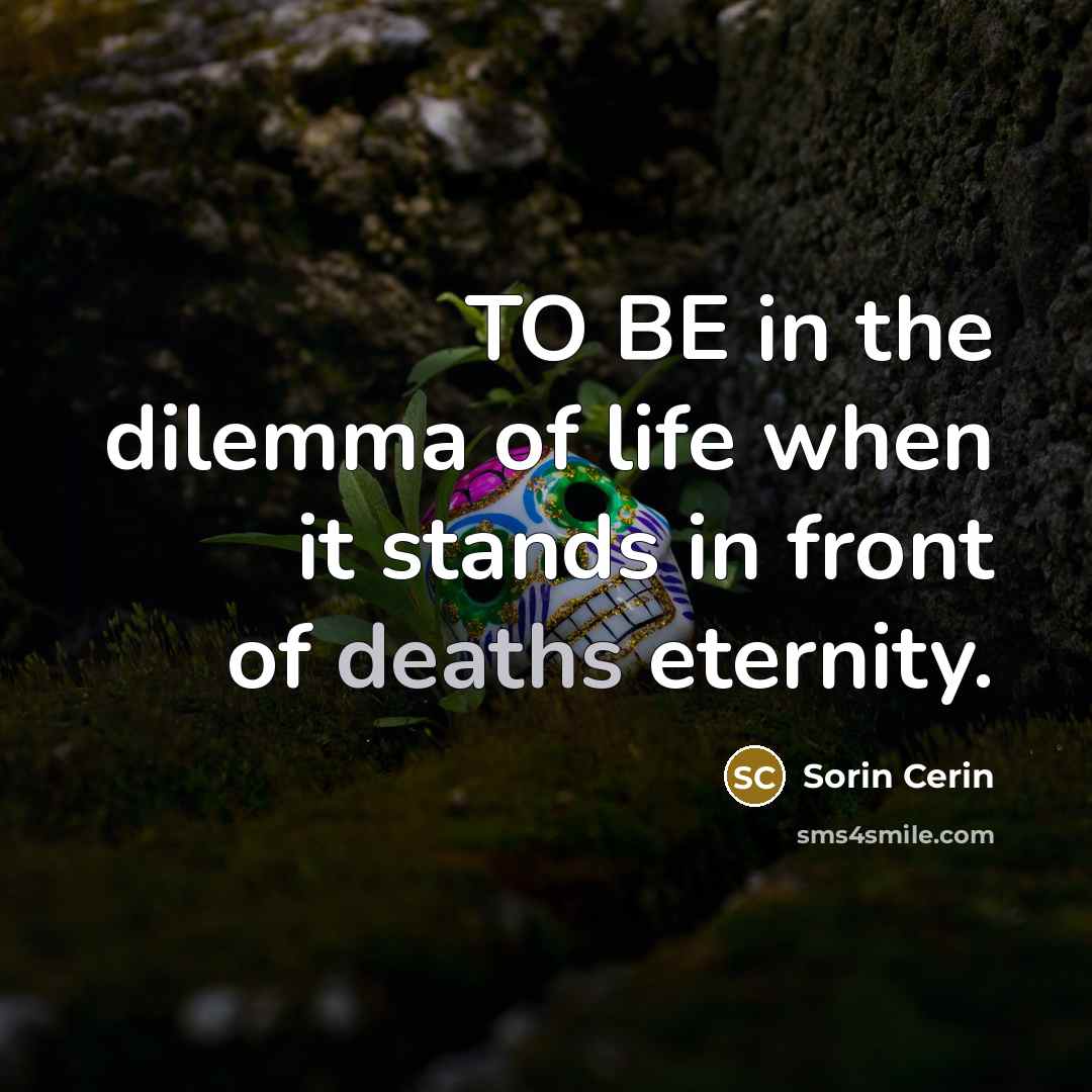 “TO BE in the dilemma of life when it stands…” quote by Sorin Cerin
