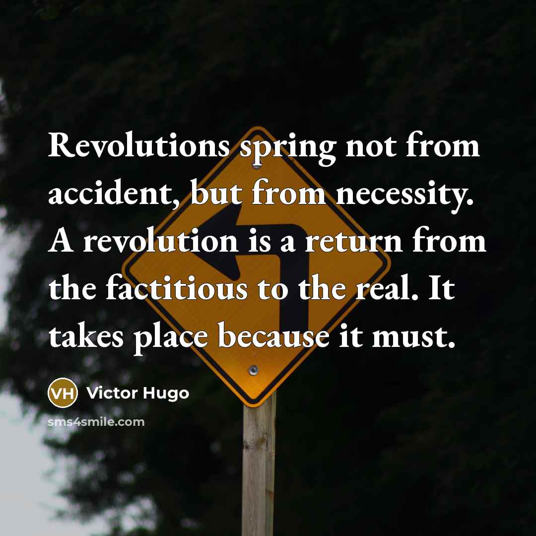 “Revolutions spring not from accident, but from necessity. A revolution…” quote by Victor Hugo