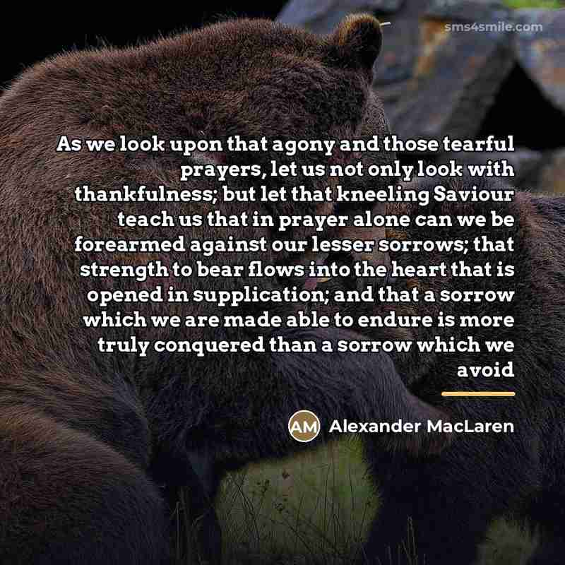 “As we look upon that agony and those tearful prayers,…” quote by Alexander MacLaren