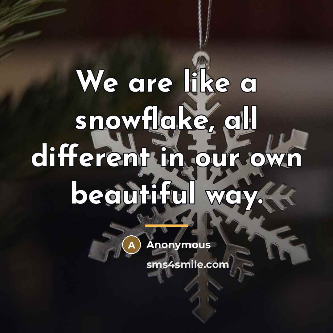 “We are like a snowflake, all different in our own…” quote by Anonymous