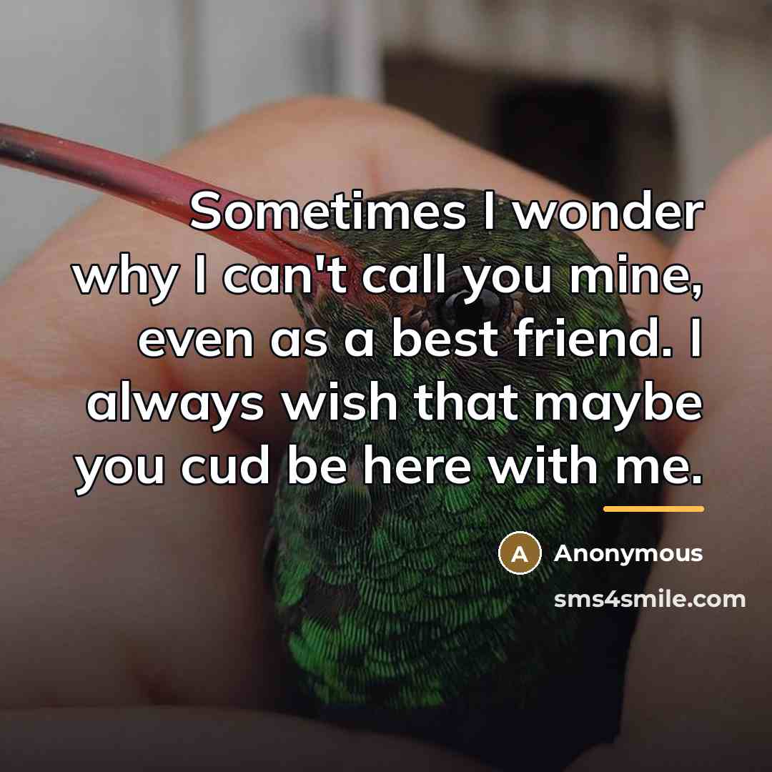 “Sometimes I wonder why I can't call you mine, even…” quote by Anonymous