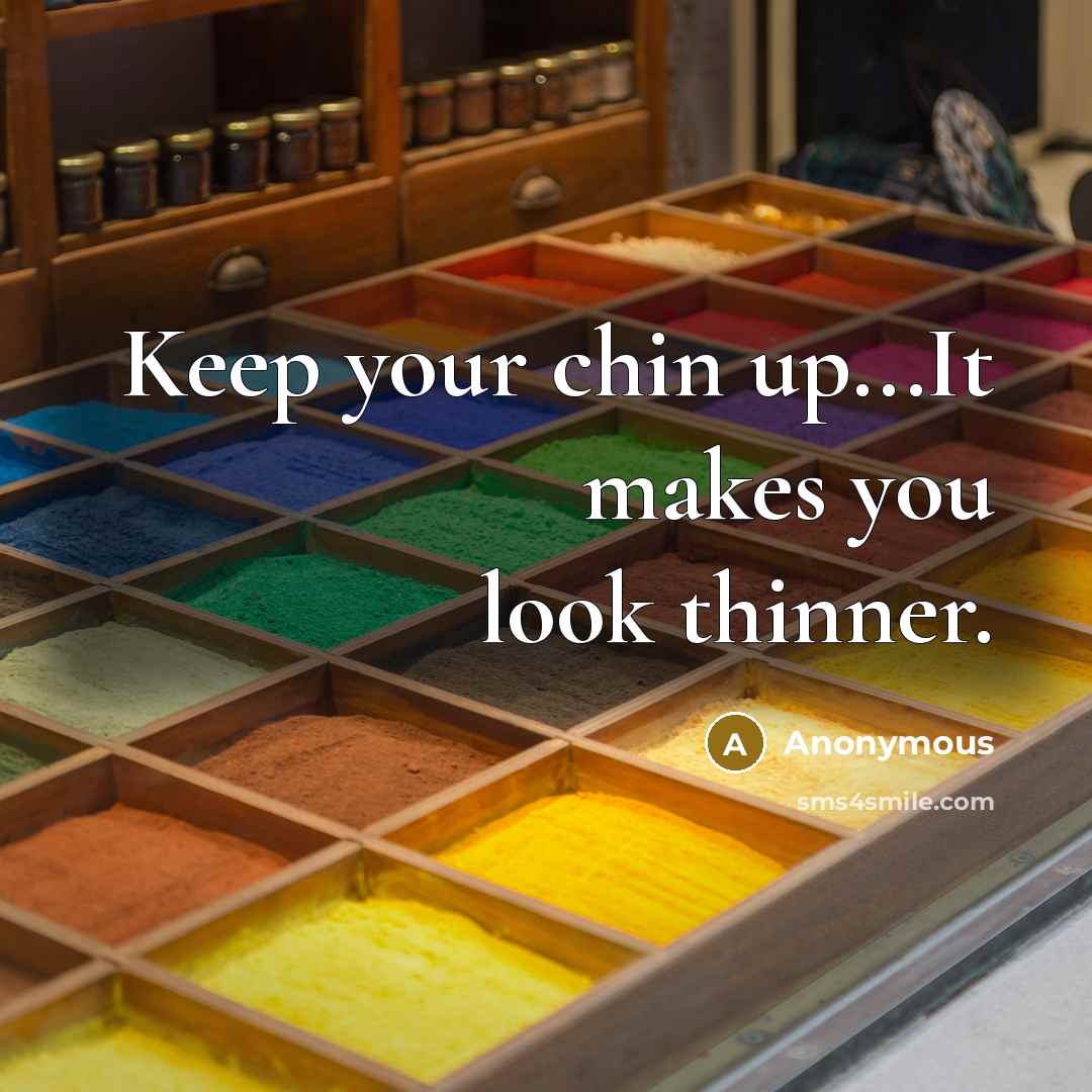 “Keep your chin up...It makes you look thinner.” quote by Anonymous