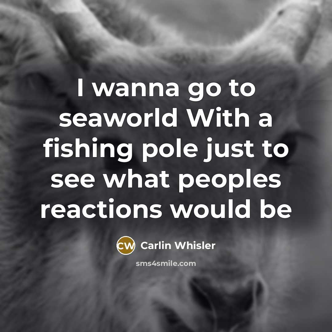 “I wanna go to seaworld With a fishing pole just to see what peoples reactions would be” quote by Carlin Whisler