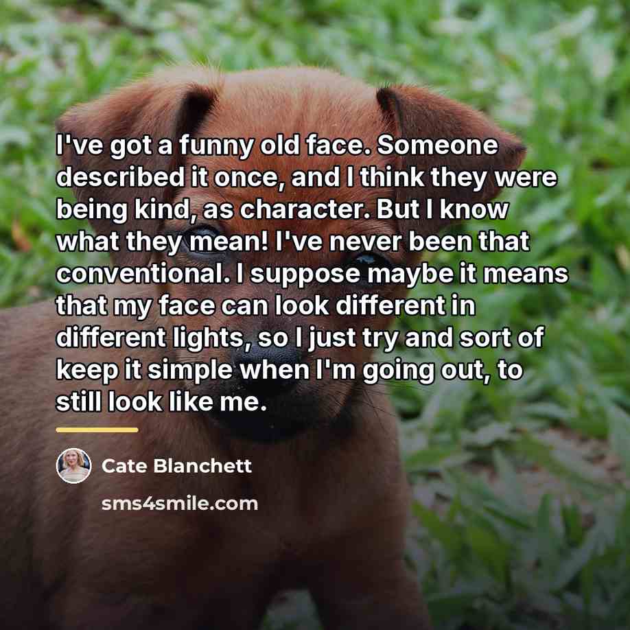 “I've got a funny old face. Someone described it once,…” quote by Cate Blanchett