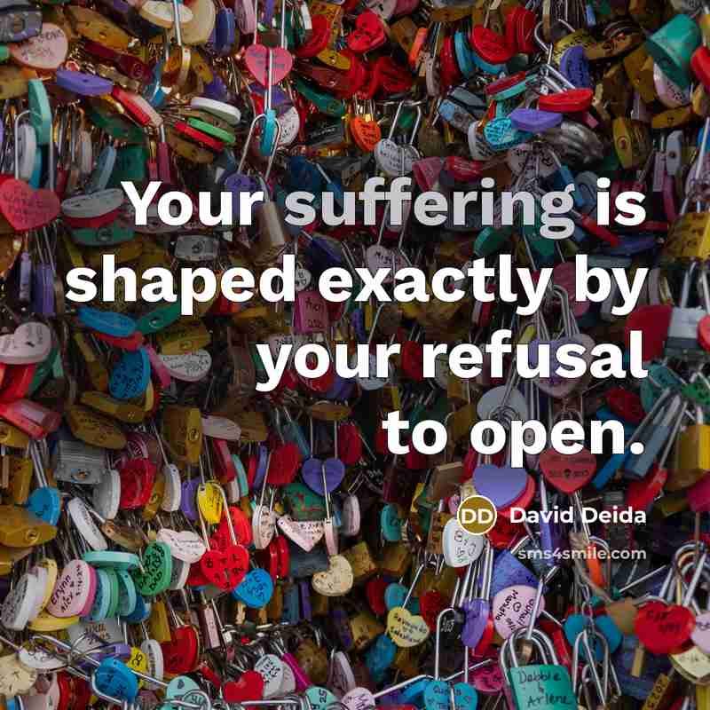 “Your suffering is shaped exactly by your refusal to open.…” quote by David Deida