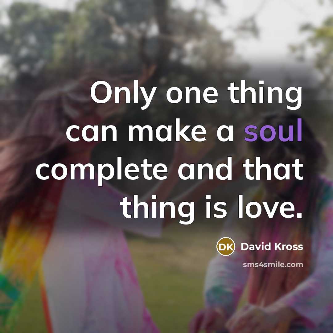 “Only one thing can make a soul complete and that thing is love.” quote by David Kross