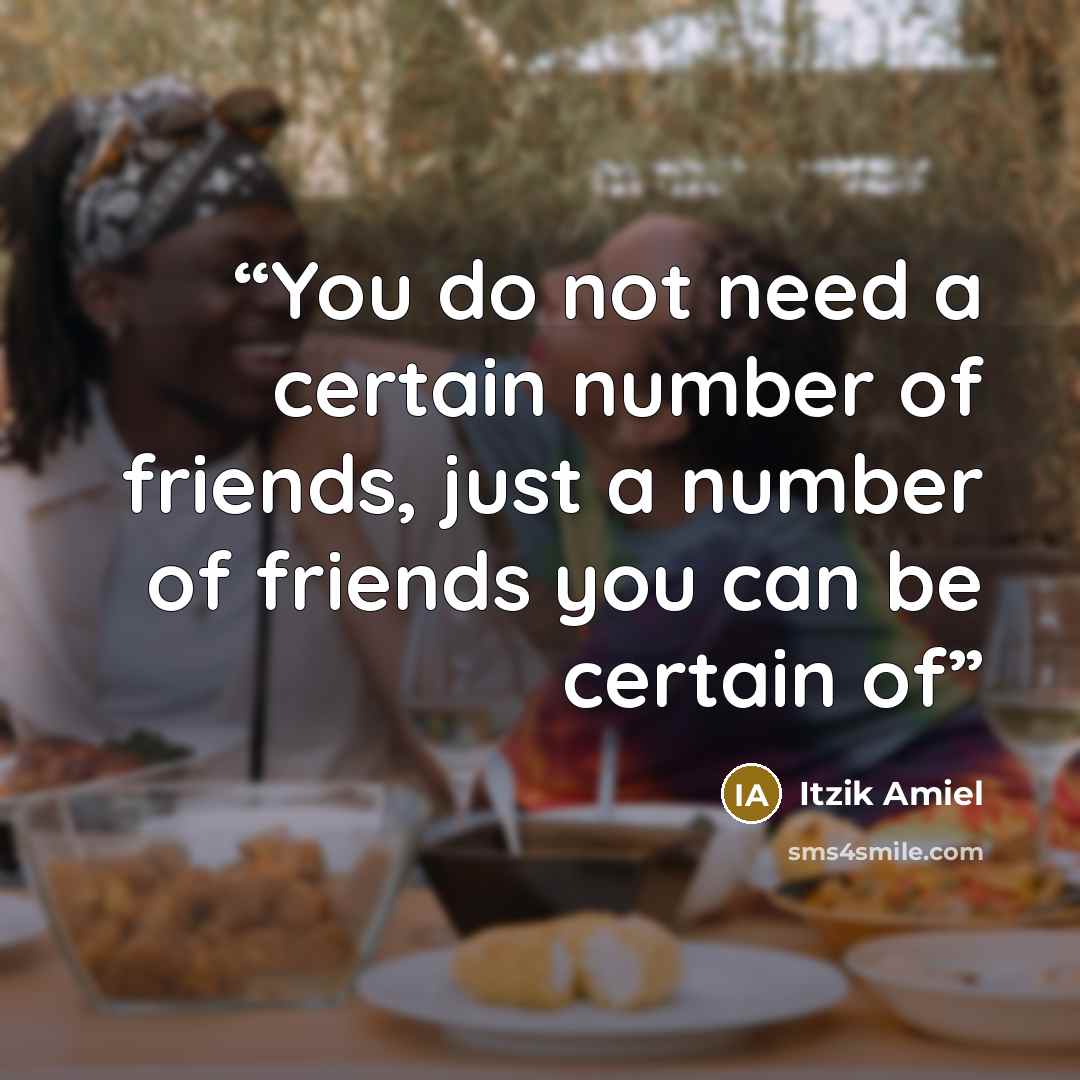 “You do not need a certain number of friends, just a number of friends you can be certain of” quote by Itzik Amiel