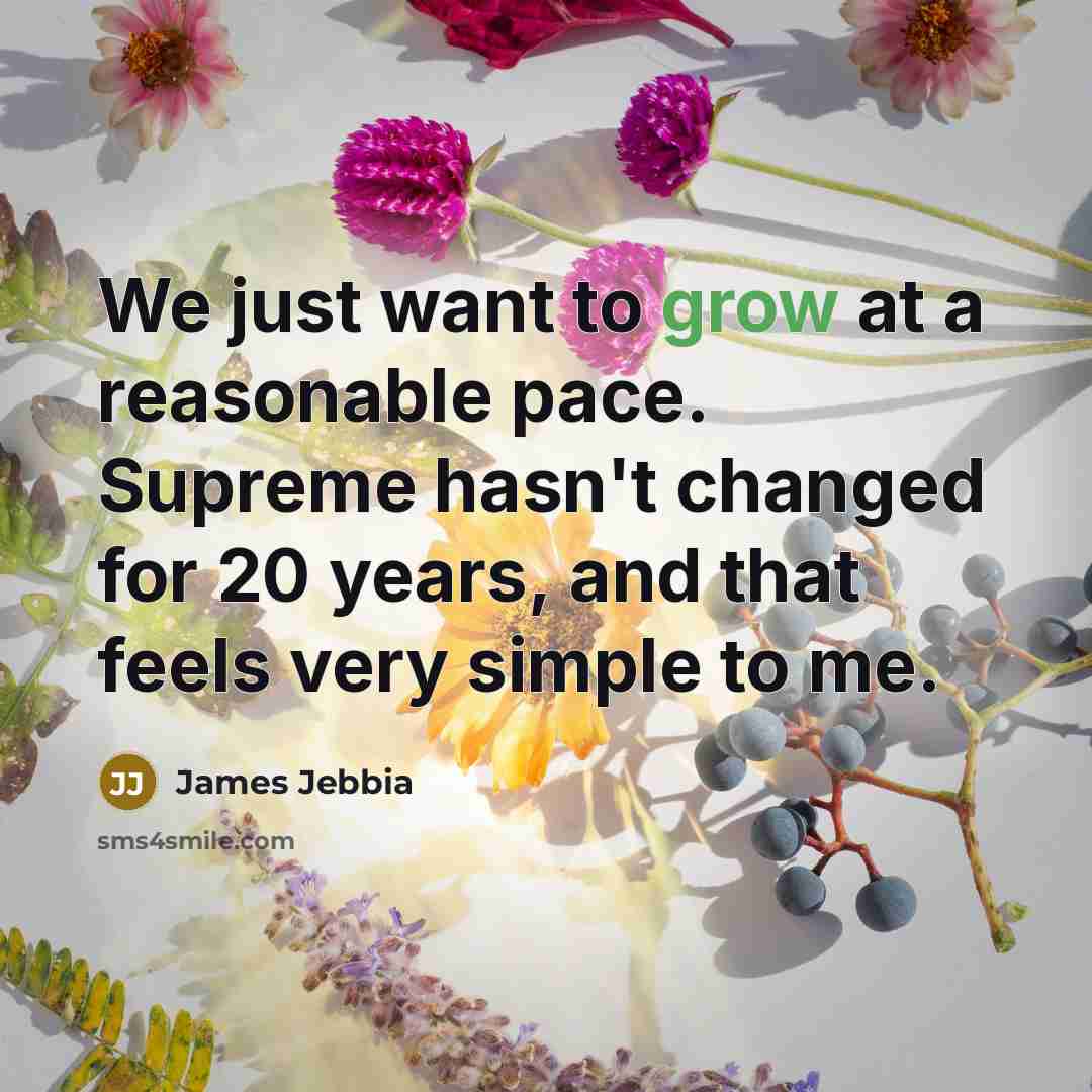 “We just want to grow at a reasonable pace. Supreme…” quote by James Jebbia