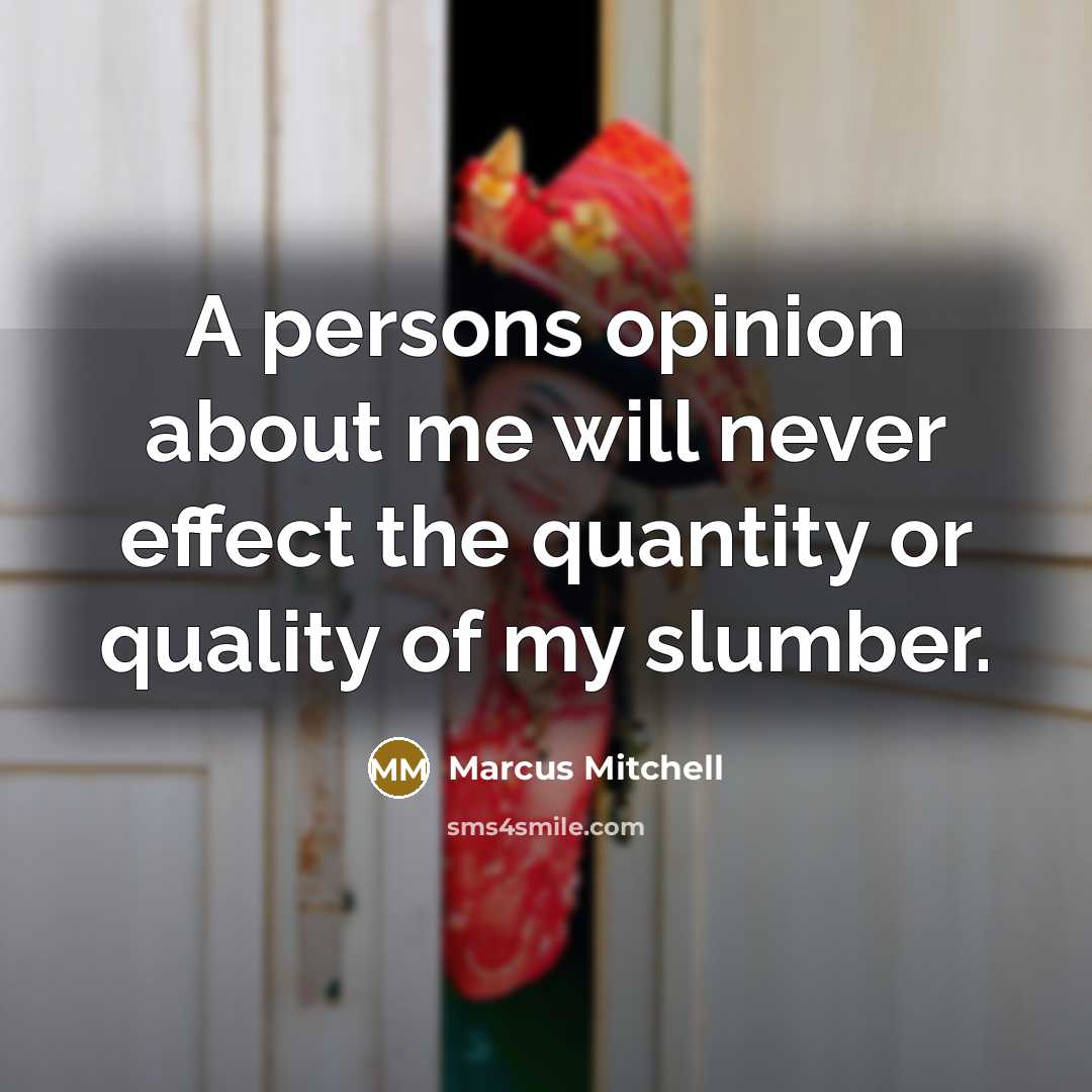 “A persons opinion about me will never effect the quantity…” quote by Marcus Mitchell