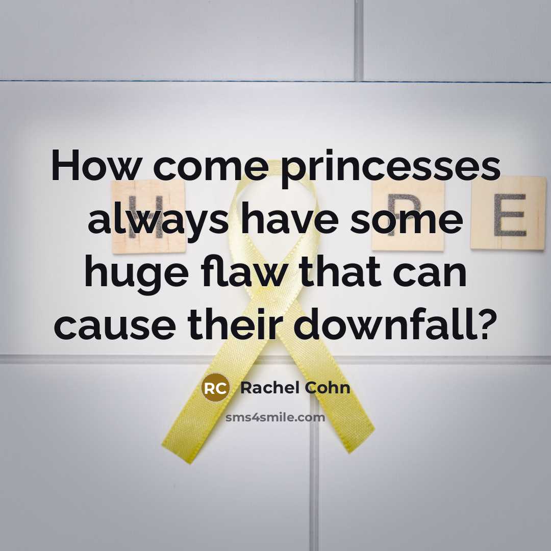 “How come princesses always have some huge flaw that can…” quote by Rachel Cohn
